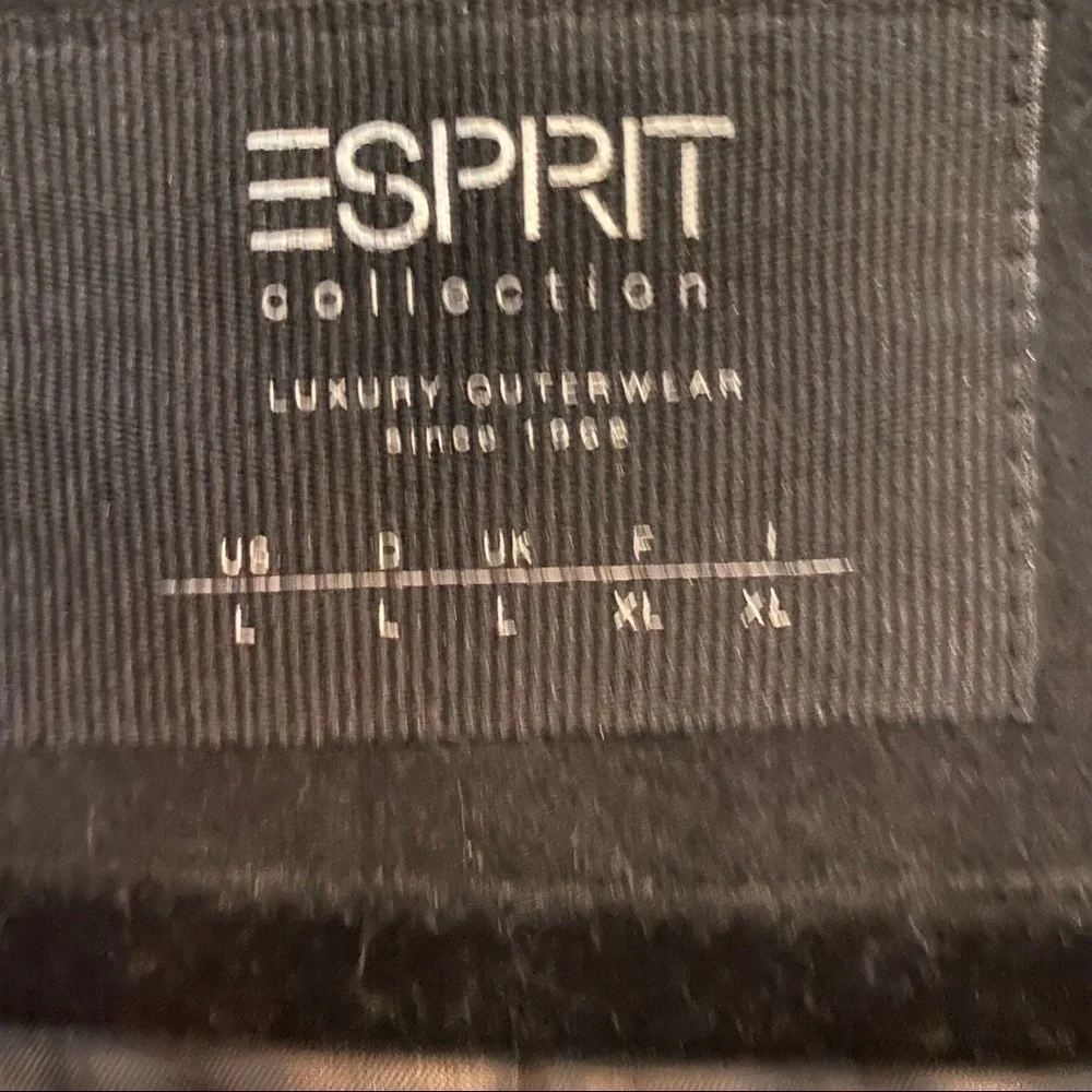 Espirit wool blend black faux fur trim hoodie size large